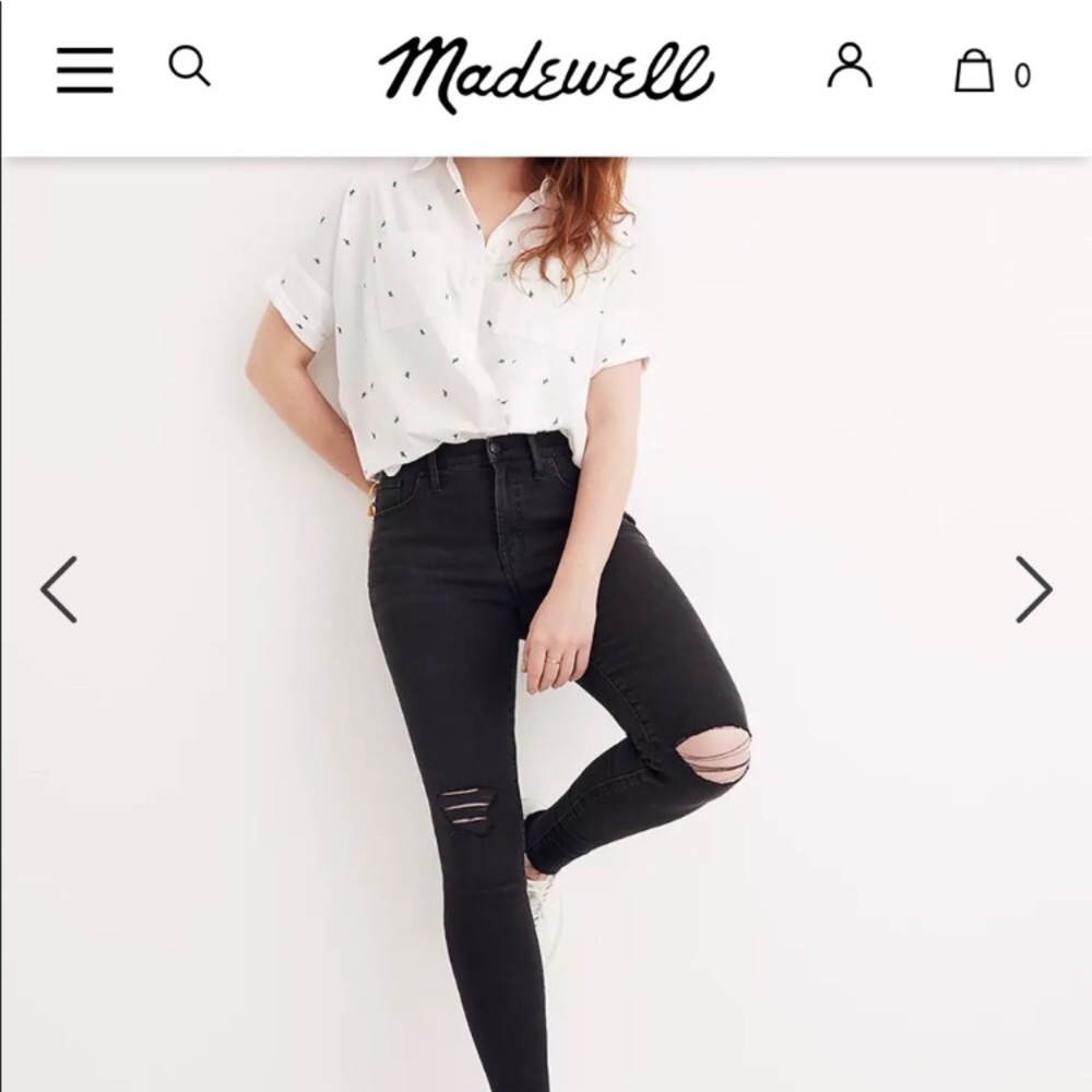 MADEWELL BLACK NGHT FADE DENIM HIGH -RISE SKINNY JEANS SIZE DISTRESSED